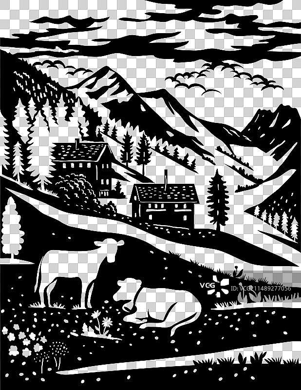 瑞士宾恩塔尔自然公园的小木屋图片素材