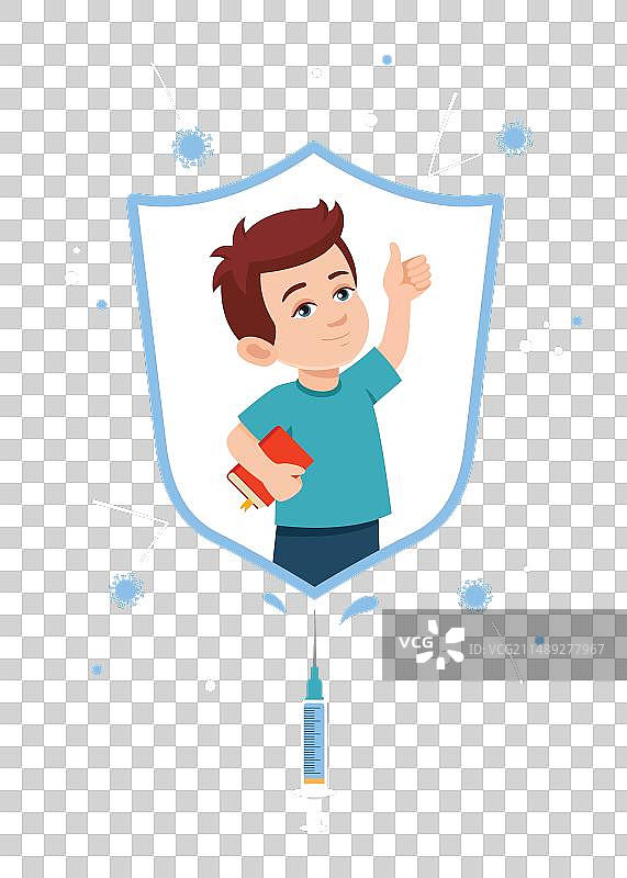 接种疫苗的小男孩免受侵害图片素材