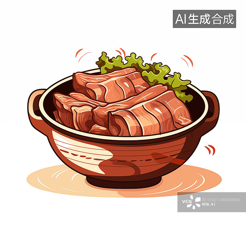 【AI数字艺术】一碗美食图形插画UI标志艺术设计图片素材