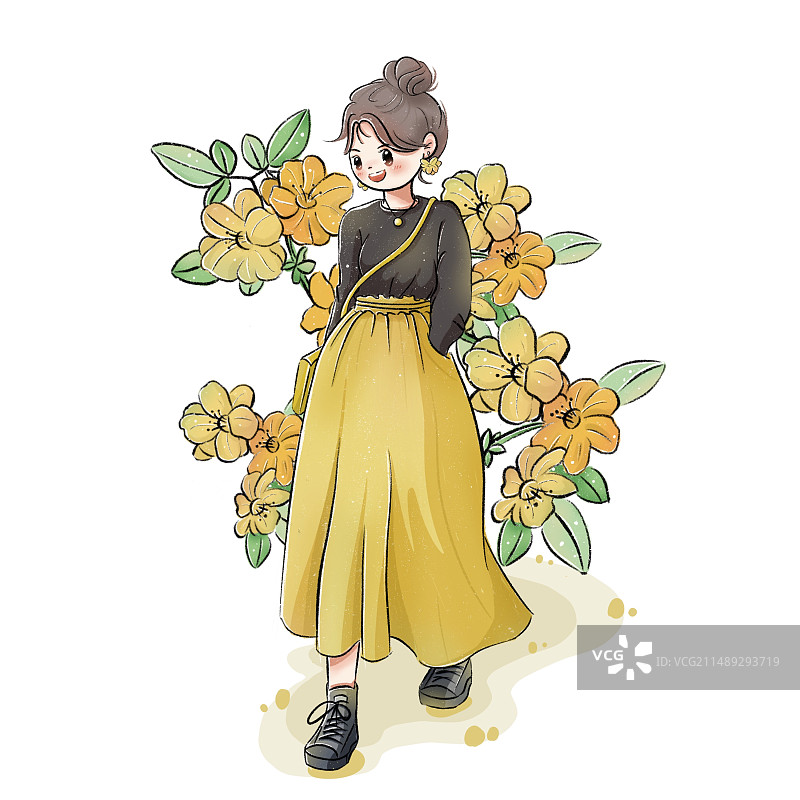 迎春花女孩花语图片素材