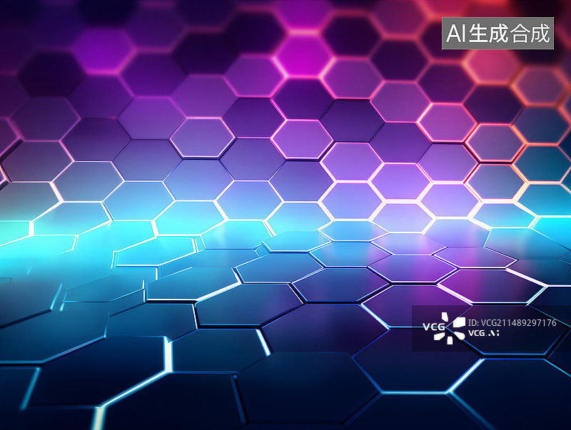 【AI数字艺术】六边形背景图片素材
