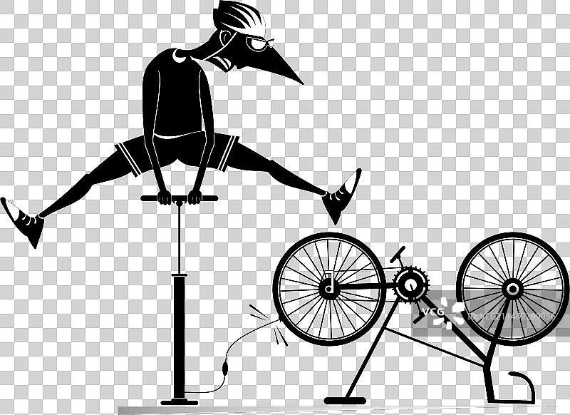 骑自行车的男人和一辆坏了的自行车图片素材