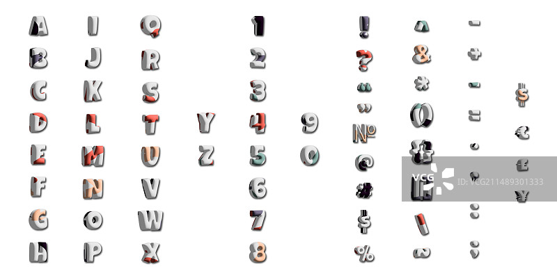 Y2K风格的3D字母图片素材