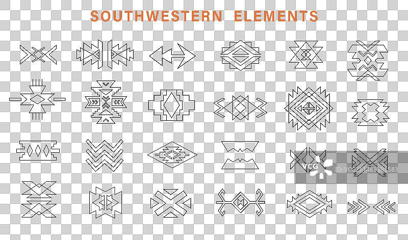 阿兹特克纳瓦霍部落形状西南符号集图片素材