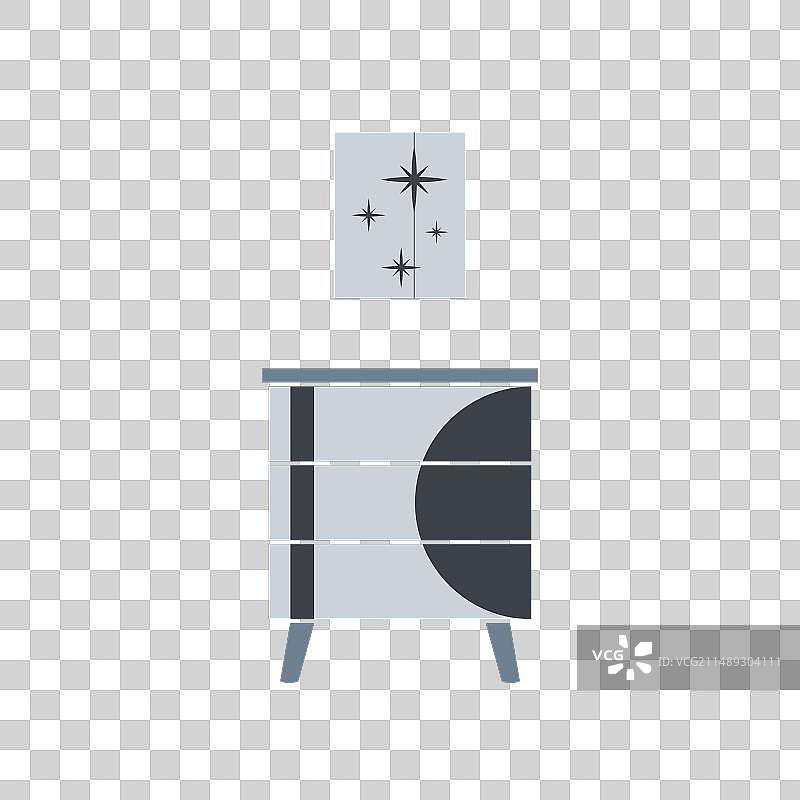 抽屉柜与海报家具图标图片素材