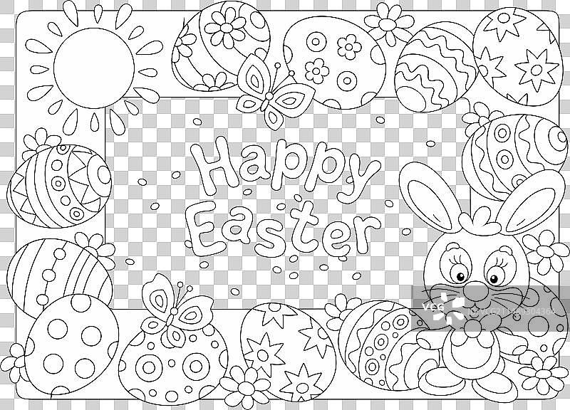 复活节框架与小兔子和彩绘蛋图片素材