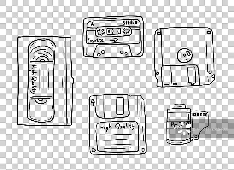 电子存储介质手绘草图合集图片素材