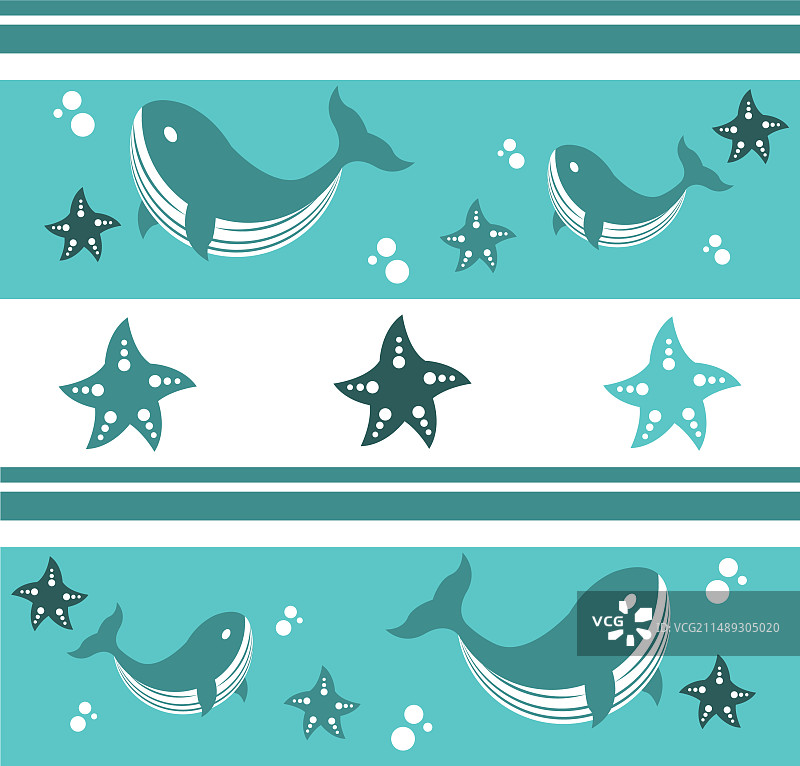鲸鱼海星图案图片素材