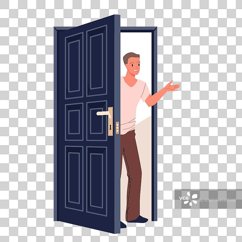 男人站在家门口图片素材