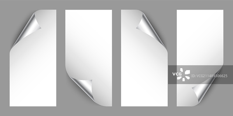 银色纸卷卷曲的页面角落图片素材