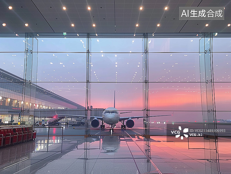 【AI数字艺术】机场候机楼的候机厅图片素材