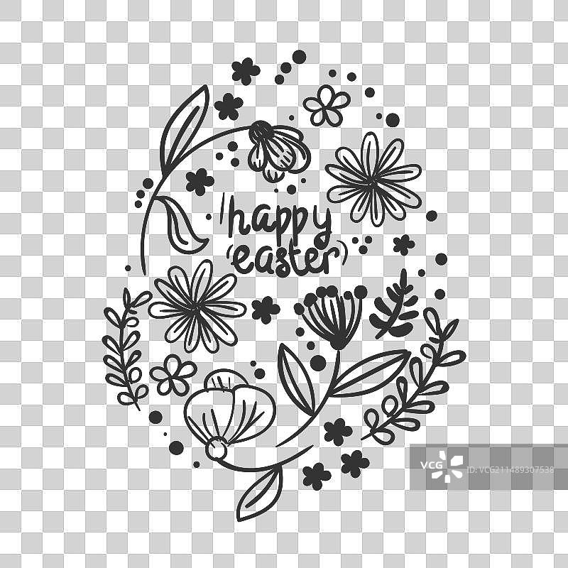 复活节彩蛋涂鸦风格手绘图片素材