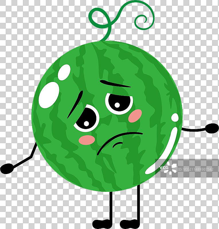 感到悲伤的有趣西瓜吉祥物图片素材