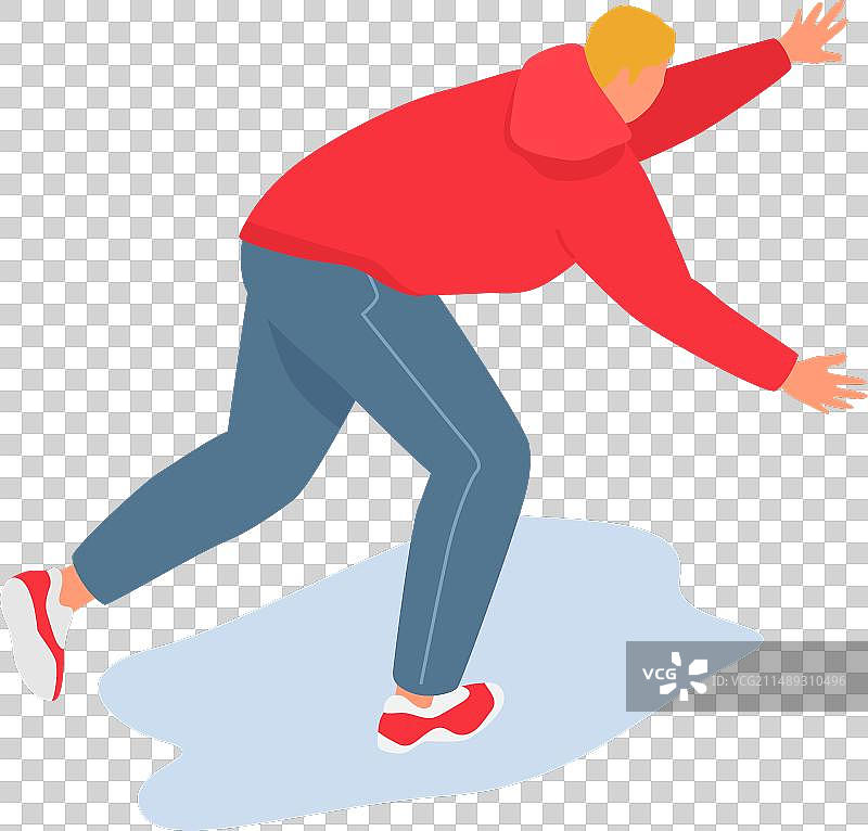 穿着红色毛衣跑步的金发男人，白色背景图片素材