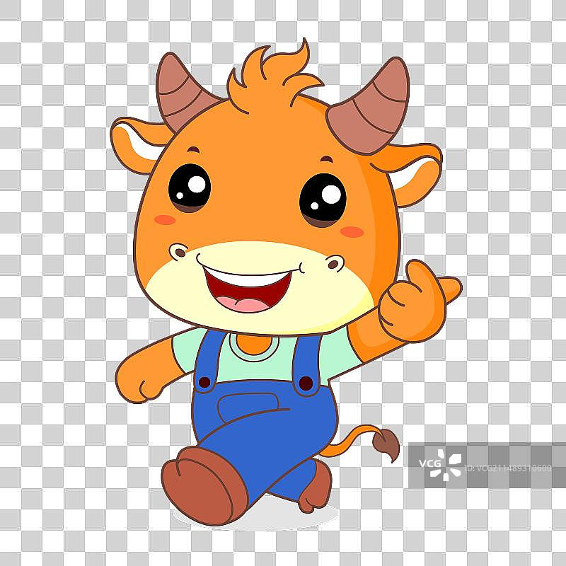 卡通奔跑小牛矢量图图片素材