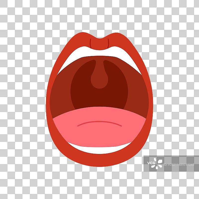 带有舌头和牙齿的开启式人嘴解剖图图片素材