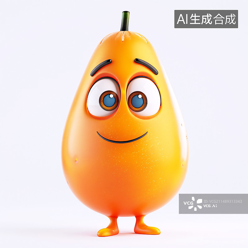 【AI数字艺术】木瓜可爱卡通吉祥物形象图片素材