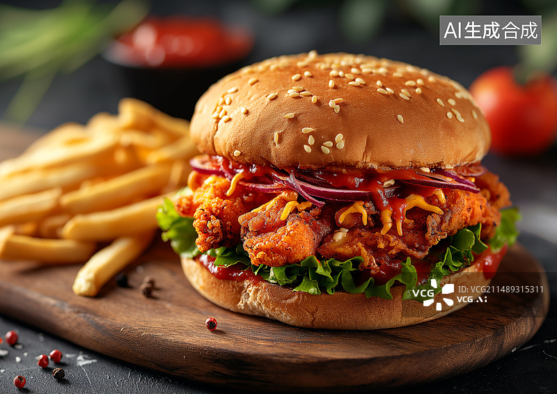 【AI数字艺术】西式快餐薯条汉堡图片素材