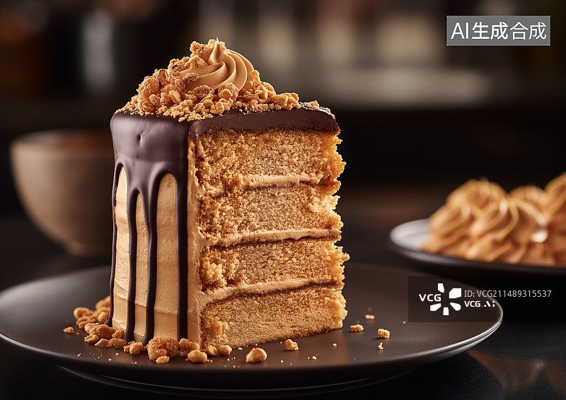 【AI数字艺术】营养美味的花生酱坚果蛋糕图片素材
