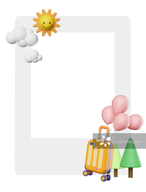 3D立体卡通相框边框元素图片素材