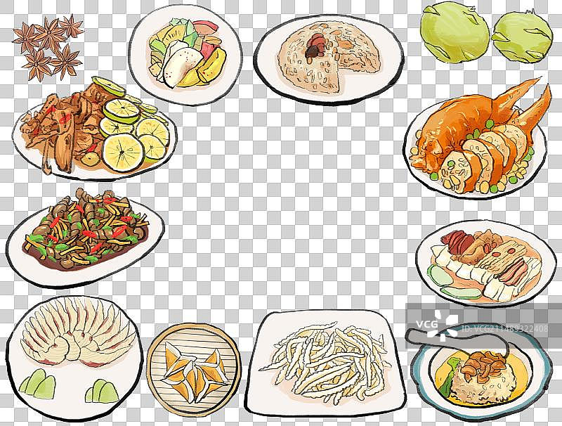 水墨风桂菜南宁美食插画图片素材