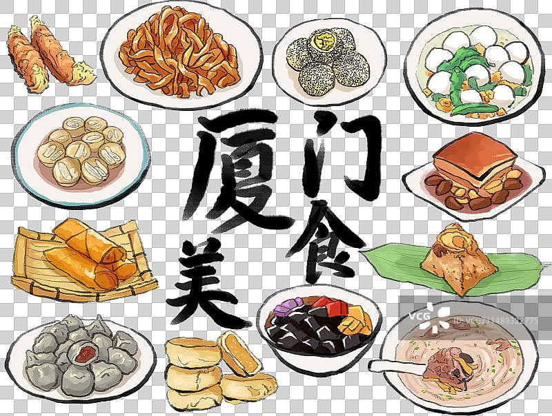 水墨风闽菜厦门美食插画图片素材