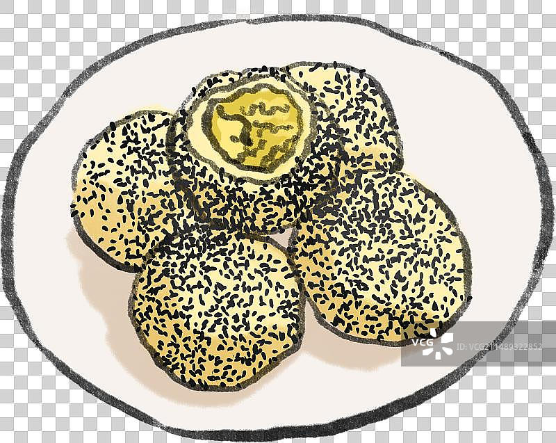 水墨风闽菜厦门美食叶氏麻糍插画图片素材