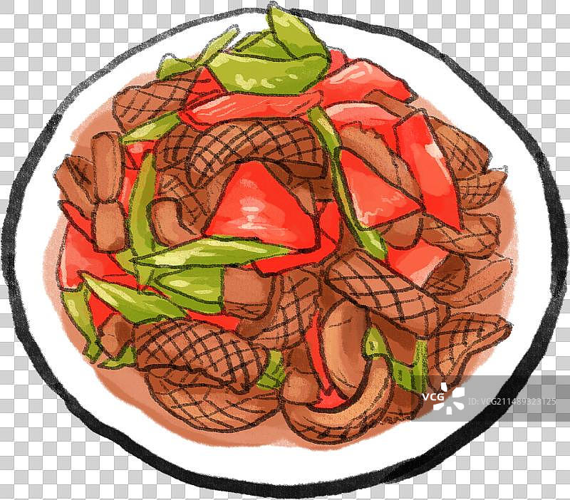 水墨风鲁菜济南美食爆炒腰花插画图片素材