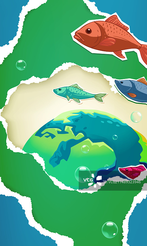 地球日庆祝活动的竖版拼贴风格插图图片素材