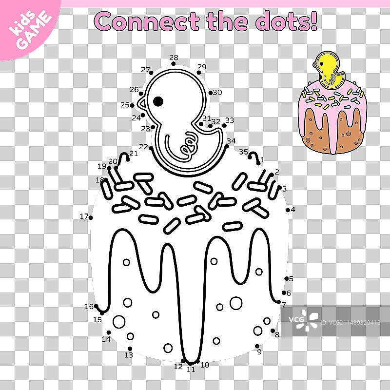 儿童游戏：连接点，画复活节蛋糕图片素材