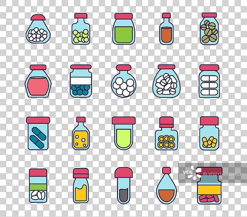 瓶装药丸线性图标图片素材