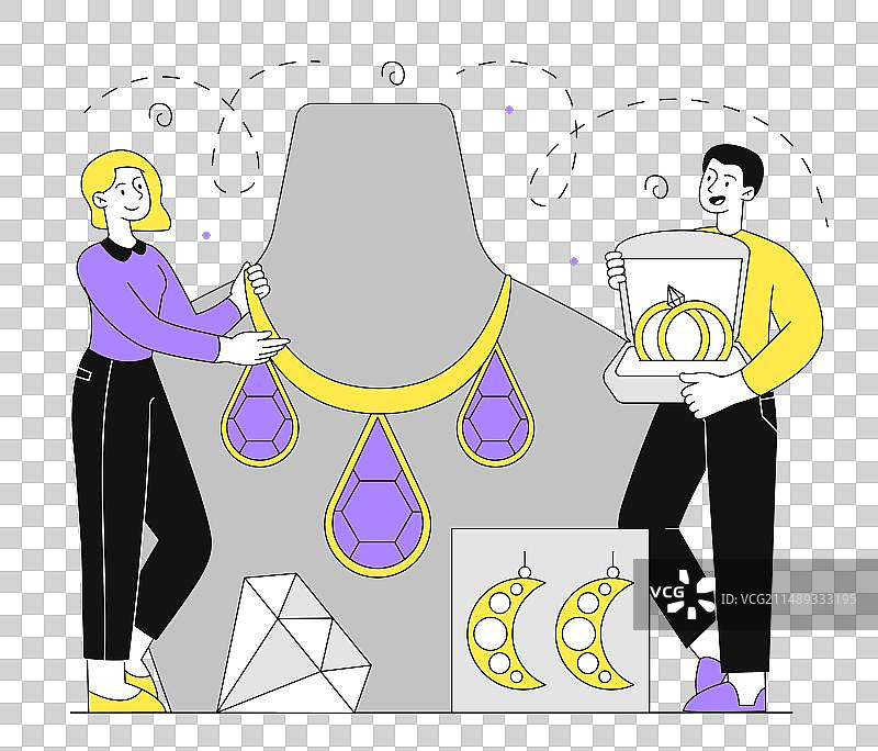 带人体模型的珠宝商线性设计图片素材