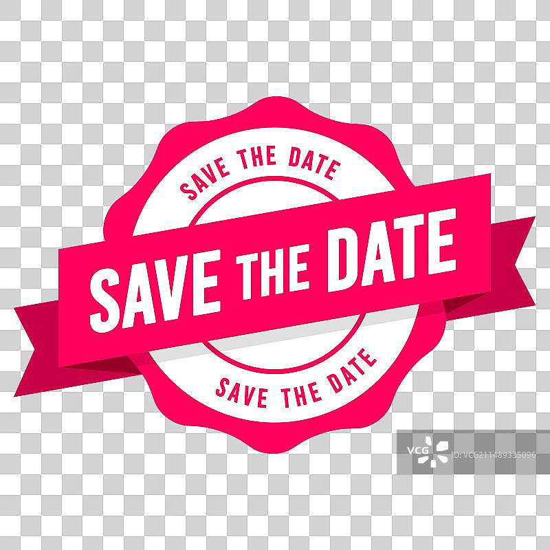 带丝带和文字的印章：保存日期图片素材