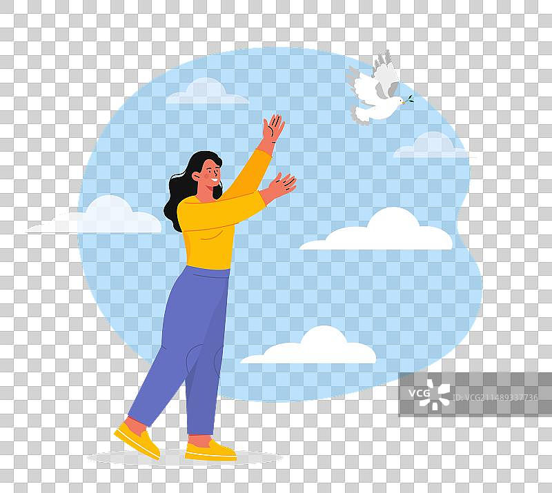 女人与鸽子图片素材