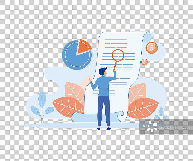 男人用放大镜看账单图片素材