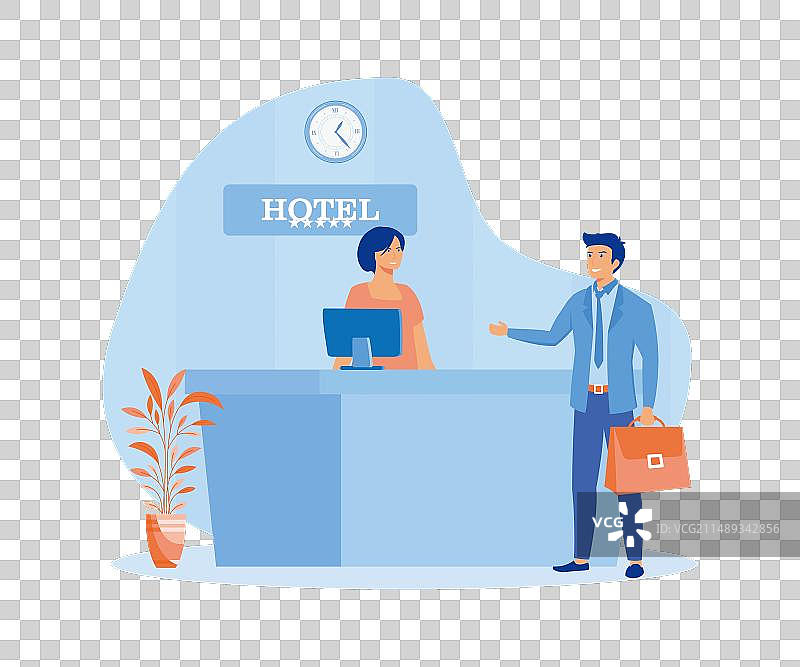 站在接待台前的男顾客图片素材