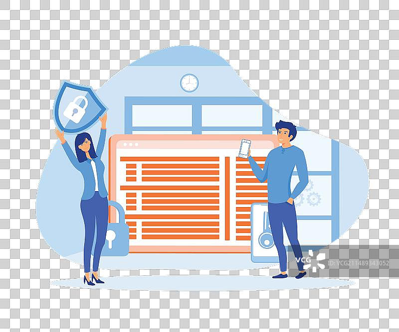 扁平数据安全系统人物概念图片素材