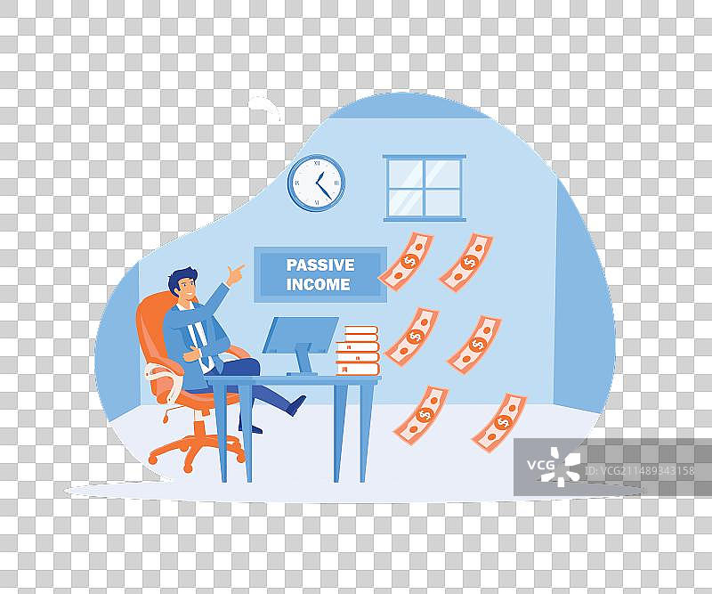 被动收入：男人在电脑前放松图片素材