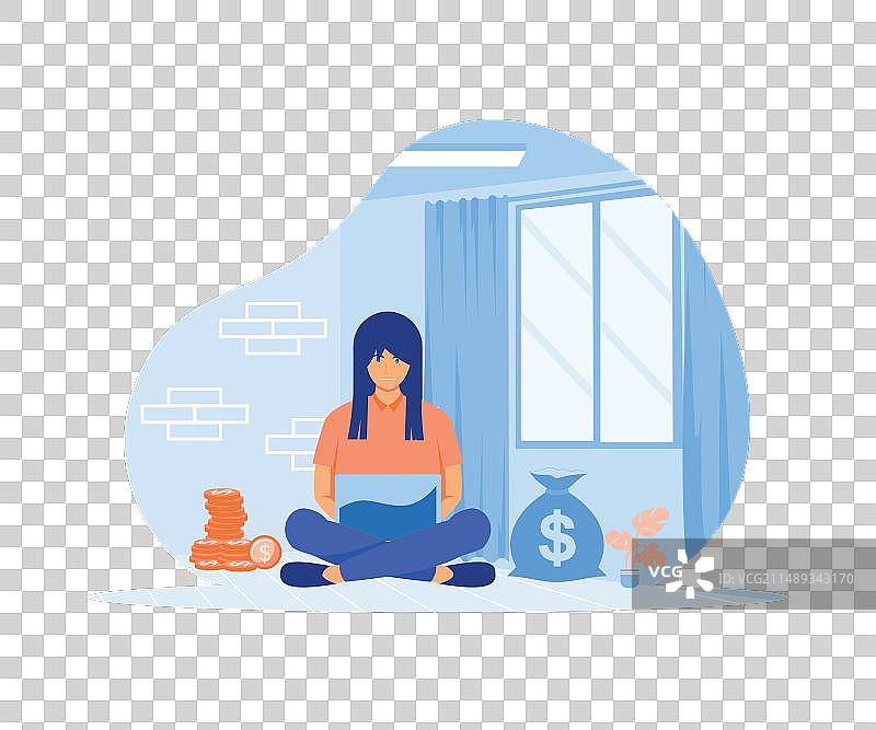 被动收入概念：年轻女性工作图片素材