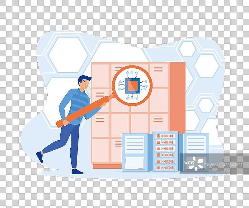 男人分析大数据平台扁平现代图片素材