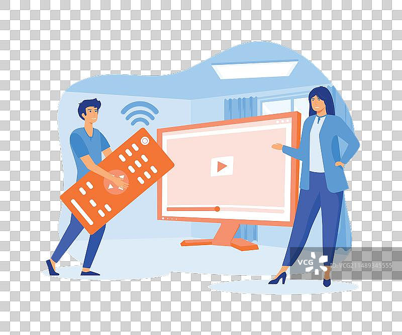 人们使用遥控器观看视频图片素材