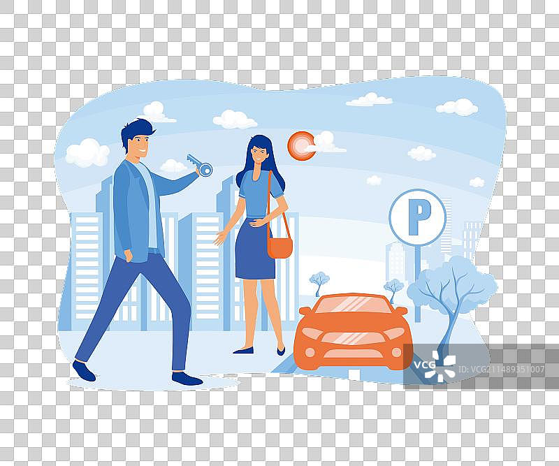 酒店代客泊车服务员从顾客处取钥匙图片素材