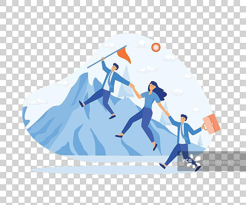 领导者帮助团队攀登悬崖并实现目标图片素材