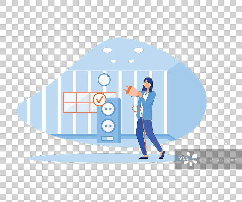 女人在家拔掉插头以减少能源消耗图片素材