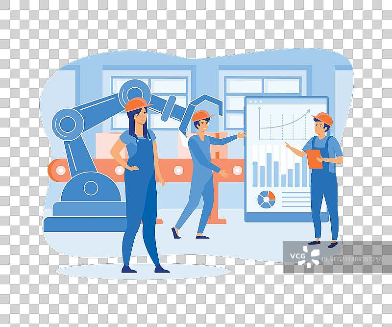 带有工人自动化和用户的生产线图片素材