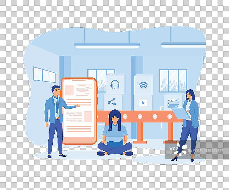 带有工人自动化和用户的生产线图片素材