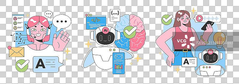 虚拟助手扁平化设计图片素材