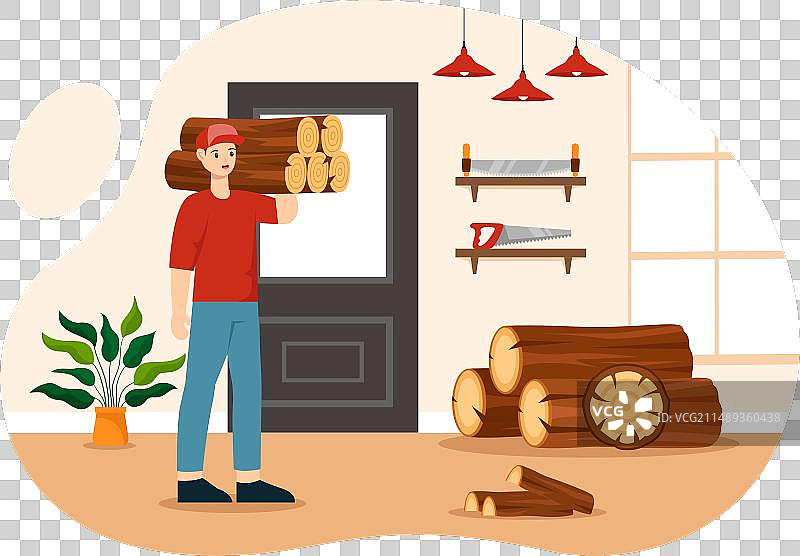 男人砍木头和树木图片素材