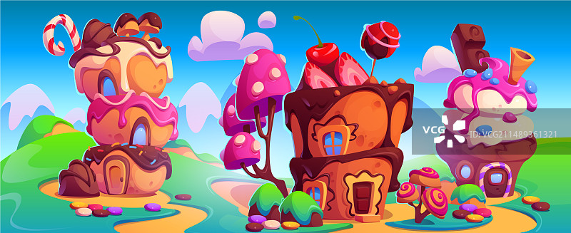 有梦幻甜点屋的糖果乐园图片素材