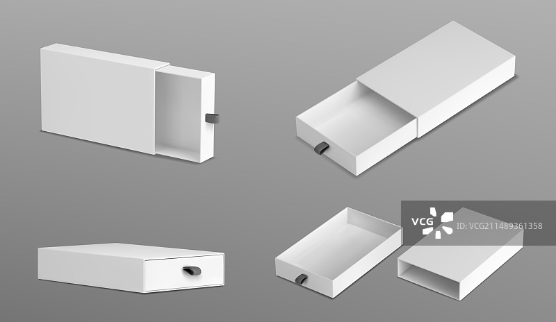灰色背景上的3D幻灯片盒集合图片素材